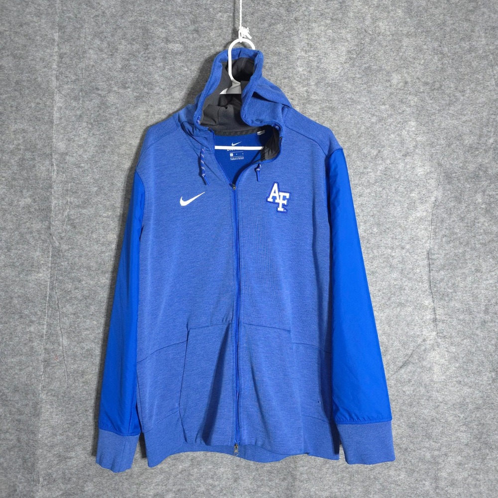 Nike Air Force AF Hoodie Mens Large Blue Dri-Fit Full Zip 865308-493 Athletic
